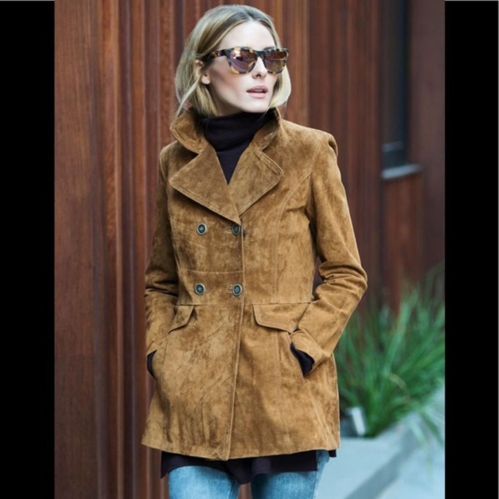 Zara Suede Leather Double Breasted Jacket